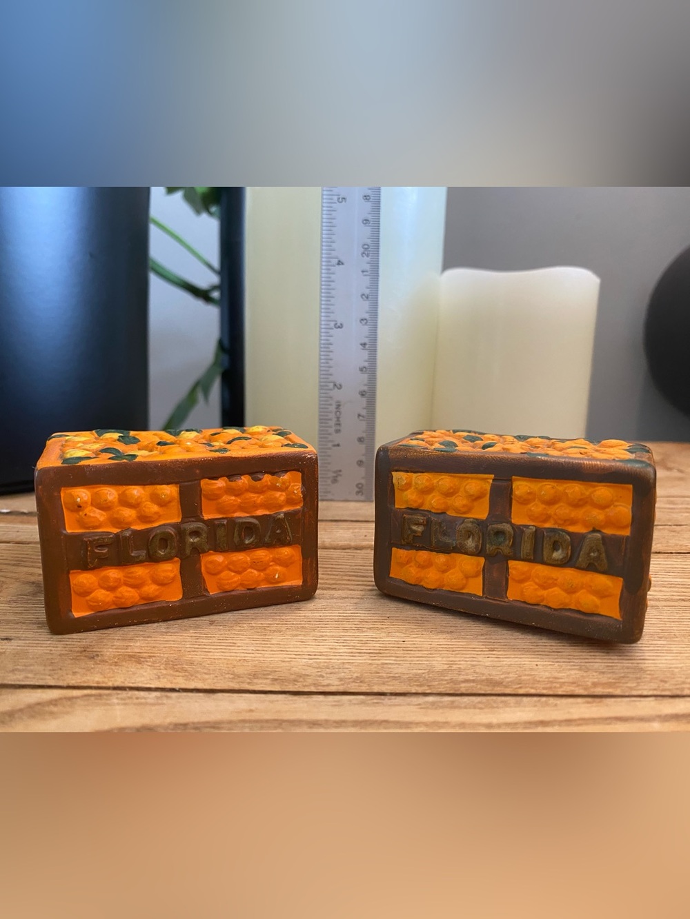 Vintage Florida Orange Crate Salt & Pepper Shakers Set W.T. Grant SGPC